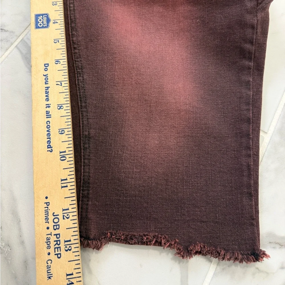 Rude Hot Topic Denim Dark Red Shorts Punk Goth Grunge Mens Skinny Size 32 - Picture 6 of 9